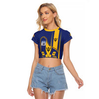 Personalized Barbados 30th November Raglan Cropped T Shirt Independence Day Flag Map - Wonder Print Shop