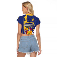 Personalized Barbados 30th November Raglan Cropped T Shirt Independence Day Flag Map - Wonder Print Shop