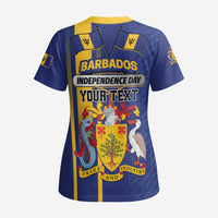 Personalized Barbados 30th November Scrub Top Independence Day Flag Map - Wonder Print Shop