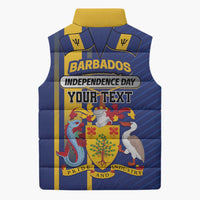Personalized Barbados 30th November Sleeveless Puffer Jacket Independence Day Flag Map - Wonder Print Shop