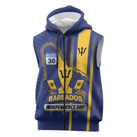 Personalized Barbados 30th November Sleeveless Zip Hoodie Independence Day Flag Map - Wonder Print Shop