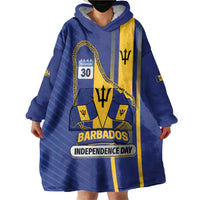 Personalized Barbados 30th November Wearable Blanket Hoodie Independence Day Flag Map - Wonder Print Shop