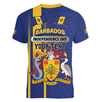 Personalized Barbados 30th November Women V-Neck T-Shirt Independence Day Flag Map - Wonder Print Shop