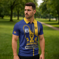 Personalized Barbados 30th November Zipper Polo Shirt Independence Day Flag Map - Wonder Print Shop