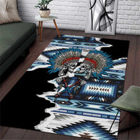 Native American Chief Skull With Axe Area Rug - Wonder Print Shop