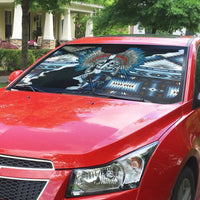 Native American Chief Skull With Axe Auto Sun Shade - Wonder Print Shop
