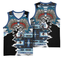 Native American Chief Skull With Axe Basketball Jersey - Wonder Print Shop