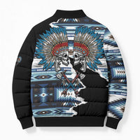 Native American Chief Skull With Axe Bomber Puffer Jacket - Wonder Print Shop