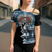 Native American Chief Skull With Axe Cross Shoulder Shirt - Wonder Print Shop