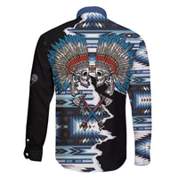 Native American Chief Skull With Axe Family Matching Long Sleeve Bodycon Dress and Hawaiian Shirt - Wonder Print Shop