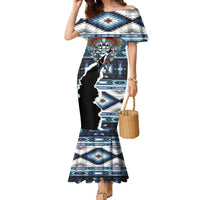 Native American Chief Skull With Axe Family Matching Mermaid Dress and Hawaiian Shirt - Wonder Print Shop