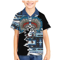 Native American Chief Skull With Axe Family Matching Mermaid Dress and Hawaiian Shirt - Wonder Print Shop