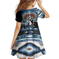 Native American Chief Skull With Axe Family Matching Off Shoulder Maxi Dress and Hawaiian Shirt - Wonder Print Shop