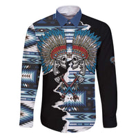 Native American Chief Skull With Axe Family Matching Off Shoulder Maxi Dress and Hawaiian Shirt - Wonder Print Shop