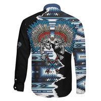 Native American Chief Skull With Axe Family Matching Off Shoulder Short Dress and Hawaiian Shirt - Wonder Print Shop