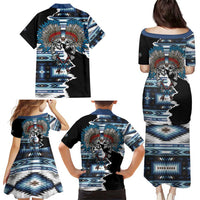 Native American Chief Skull With Axe Family Matching Puletasi and Hawaiian Shirt - Wonder Print Shop