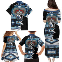 Native American Chief Skull With Axe Family Matching Puletasi and Hawaiian Shirt - Wonder Print Shop