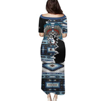 Native American Chief Skull With Axe Family Matching Puletasi and Hawaiian Shirt - Wonder Print Shop