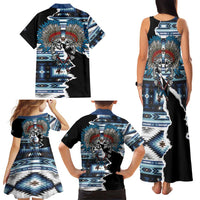 Native American Chief Skull With Axe Family Matching Tank Maxi Dress and Hawaiian Shirt - Wonder Print Shop