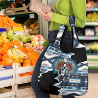 Native American Chief Skull With Axe Grocery Bag - Wonder Print Shop