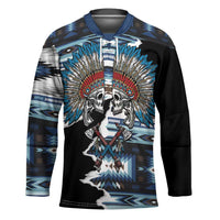 Native American Chief Skull With Axe Hockey Jersey - Wonder Print Shop