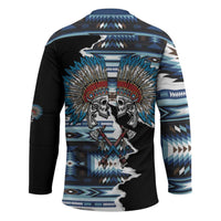 Native American Chief Skull With Axe Hockey Jersey - Wonder Print Shop