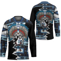 Native American Chief Skull With Axe Hockey Jersey - Wonder Print Shop