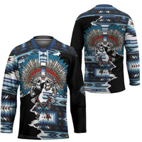 Native American Chief Skull With Axe Hockey Jersey - Wonder Print Shop
