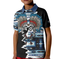 Native American Chief Skull With Axe Kid Polo Shirt - Wonder Print Shop