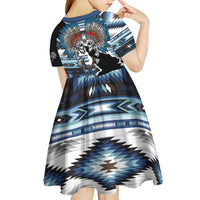 Native American Chief Skull With Axe Kid Short Sleeve Dress - Wonder Print Shop