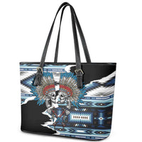 Native American Chief Skull With Axe Leather Tote Bag - Wonder Print Shop