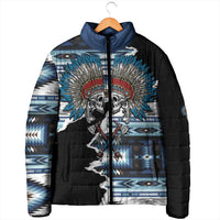 Native American Chief Skull With Axe Padded Jacket - Wonder Print Shop
