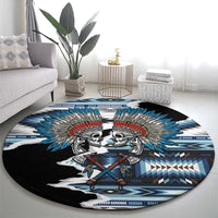 Native American Chief Skull With Axe Round Carpet - Wonder Print Shop
