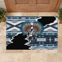 Native American Chief Skull With Axe Rubber Doormat - Wonder Print Shop