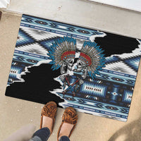 Native American Chief Skull With Axe Rubber Doormat - Wonder Print Shop