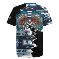 Native American Chief Skull With Axe Rugby Jersey - Wonder Print Shop