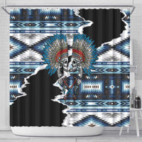 Native American Chief Skull With Axe Shower Curtain - Wonder Print Shop