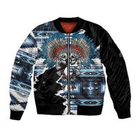 Native American Chief Skull With Axe Sleeve Zip Bomber Jacket - Wonder Print Shop