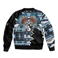 Native American Chief Skull With Axe Sleeve Zip Bomber Jacket - Wonder Print Shop