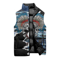 Native American Chief Skull With Axe Sleeveless Puffer Jacket - Wonder Print Shop