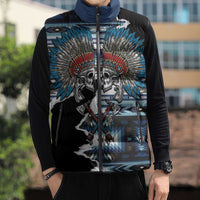 Native American Chief Skull With Axe Sleeveless Puffer Jacket - Wonder Print Shop