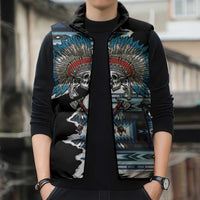 Native American Chief Skull With Axe Sleeveless Puffer Jacket - Wonder Print Shop