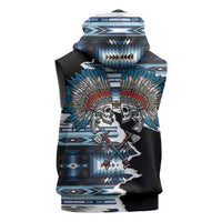 Native American Chief Skull With Axe Sleeveless Zip Hoodie - Wonder Print Shop
