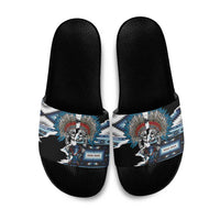 Native American Chief Skull With Axe Slide Sandals - Wonder Print Shop