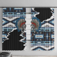 Native American Chief Skull With Axe Window Curtain - Wonder Print Shop