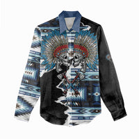 Native American Chief Skull With Axe Women Casual Shirt - Wonder Print Shop