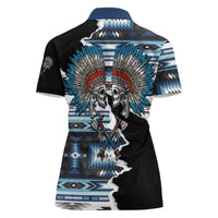 Native American Chief Skull With Axe Women Polo Shirt - Wonder Print Shop