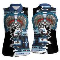 Native American Chief Skull With Axe Women Sleeveless Polo Shirt - Wonder Print Shop
