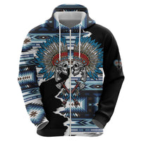 Native American Chief Skull With Axe Zip Hoodie - Wonder Print Shop
