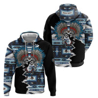 Native American Chief Skull With Axe Zip Hoodie - Wonder Print Shop